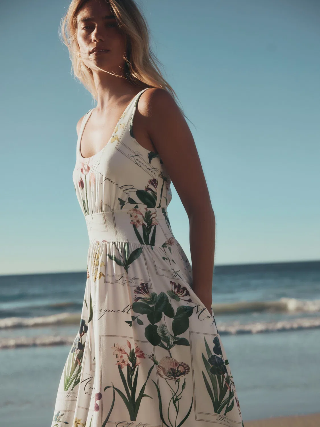 Платье миди с принтом, Jersey Waisted Summer Midi Dress Next, белый/цветочный принт — фото 2