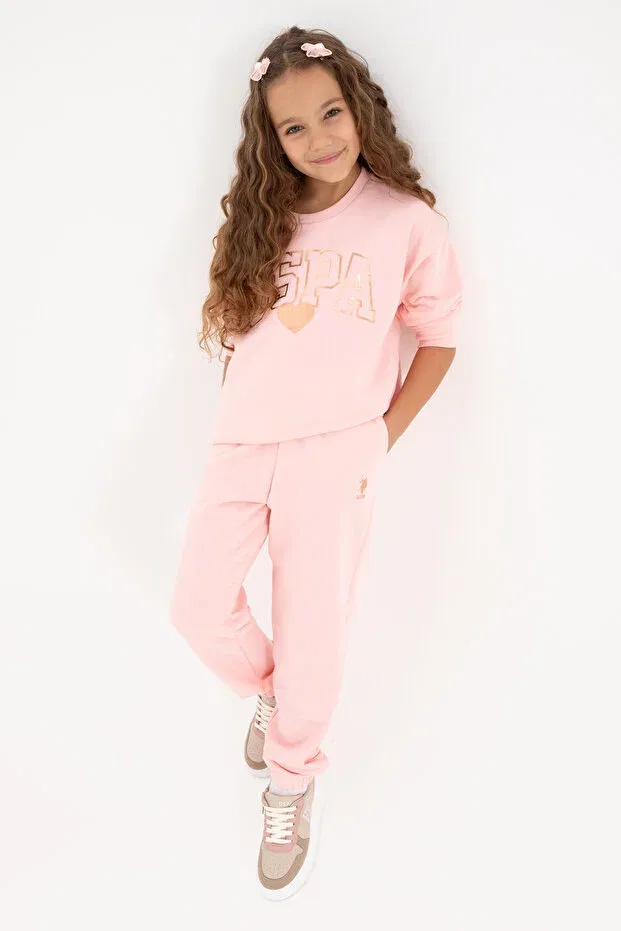 Детский спортивный костюм для девочек хлопковый U.S. Polo Assn., Light Pink — фото 2