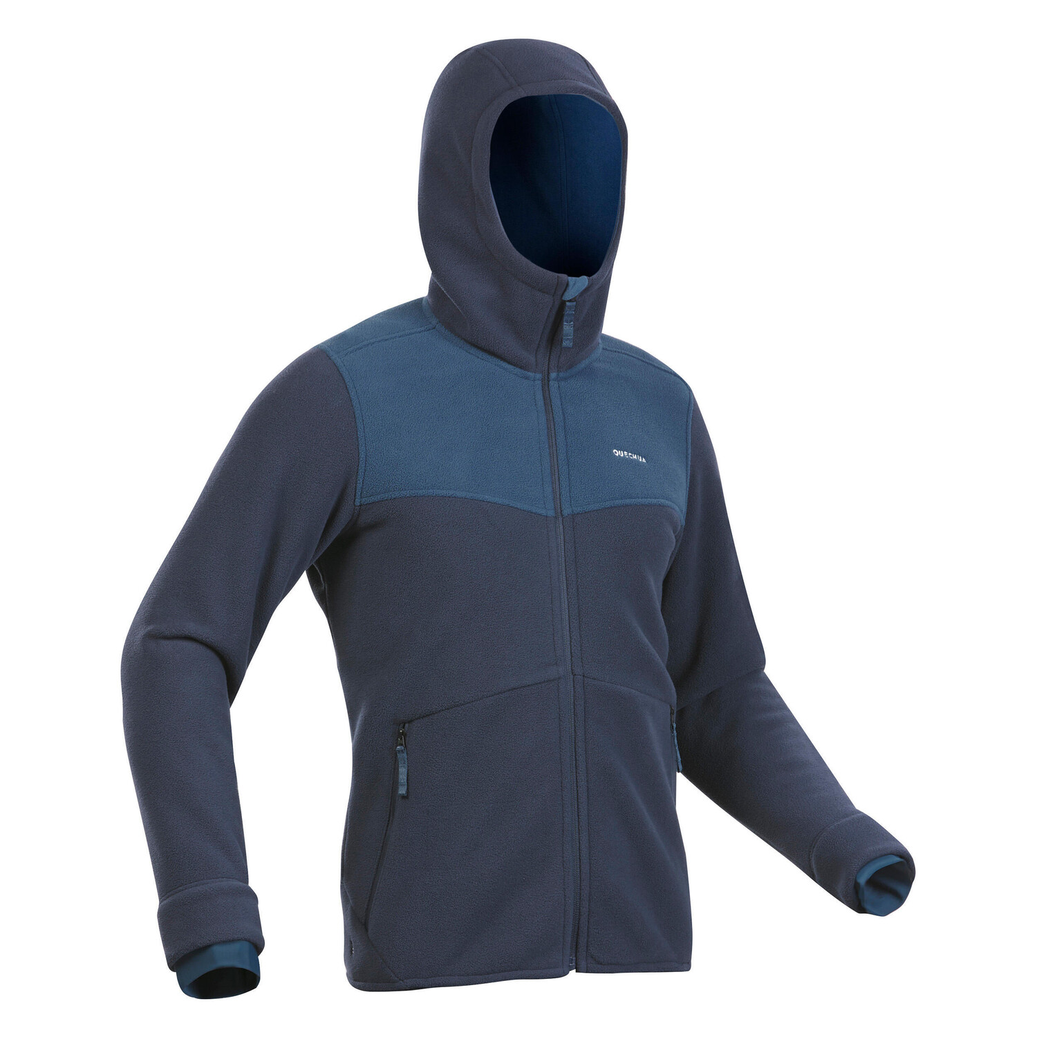 

Толстовка Quechua SH100 U-Warm для походов флисовая теплая мужская, темно-синий