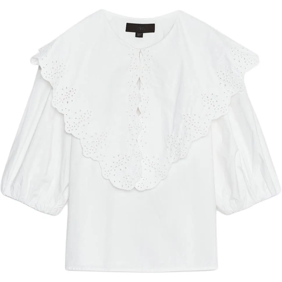 Женская рубашка с воротником White ZARA, Белый