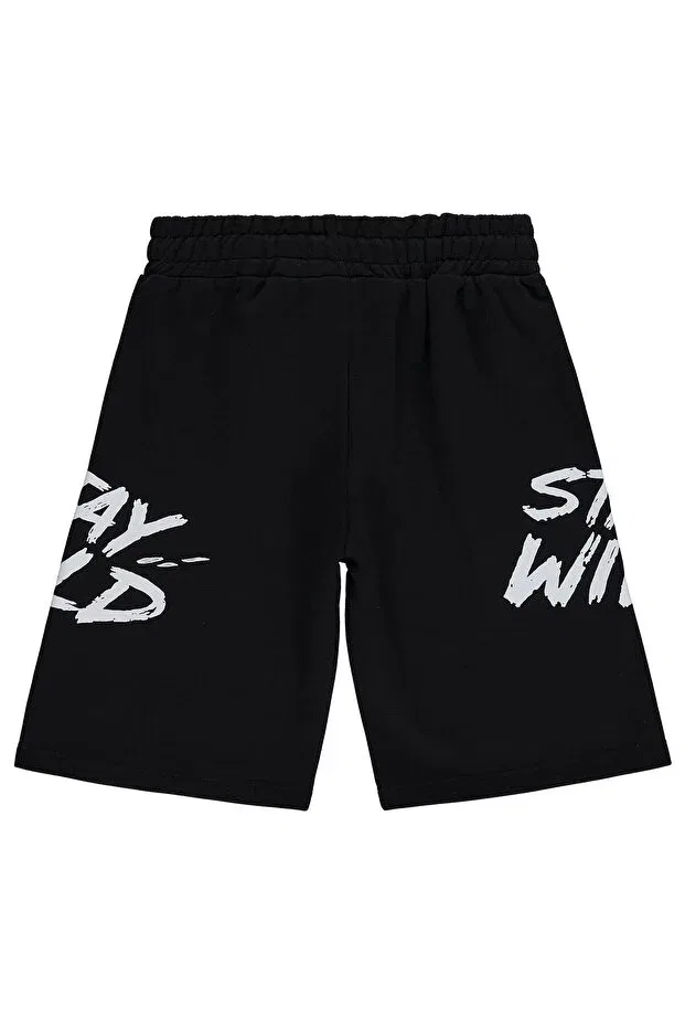 Детские шорты для мальчиков с принтом Stay wild printed capri Civil Boys, Black — фото 3