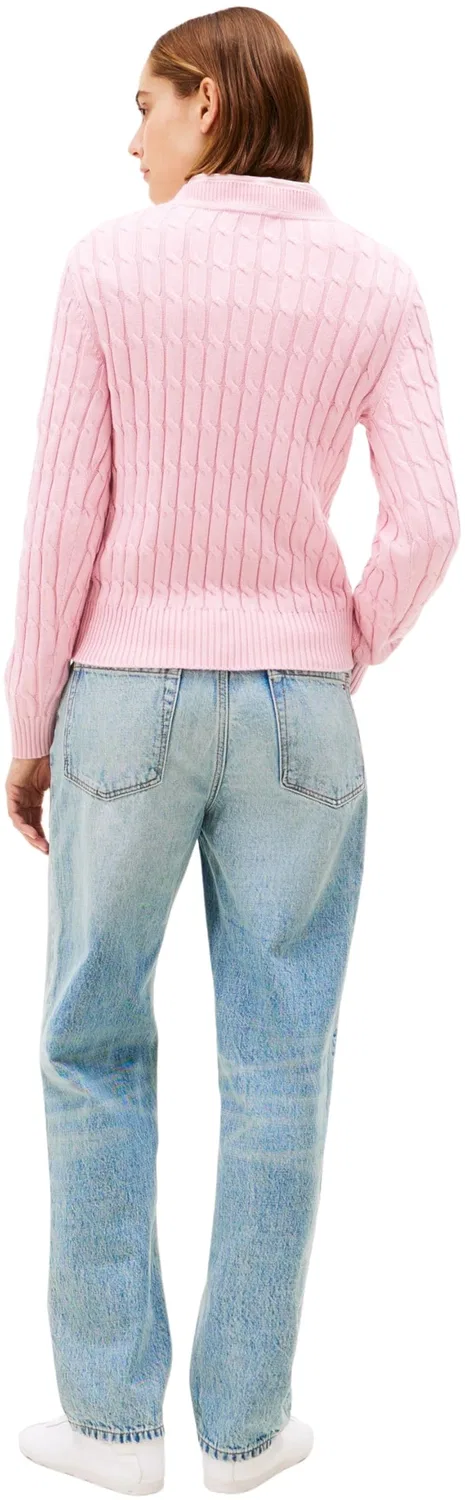 Женский пуловер с кабельным узором Co Cable Mid GG C-nk LS Swt Tommy Hilfiger, Pink (Bonita Pink) — фото 3