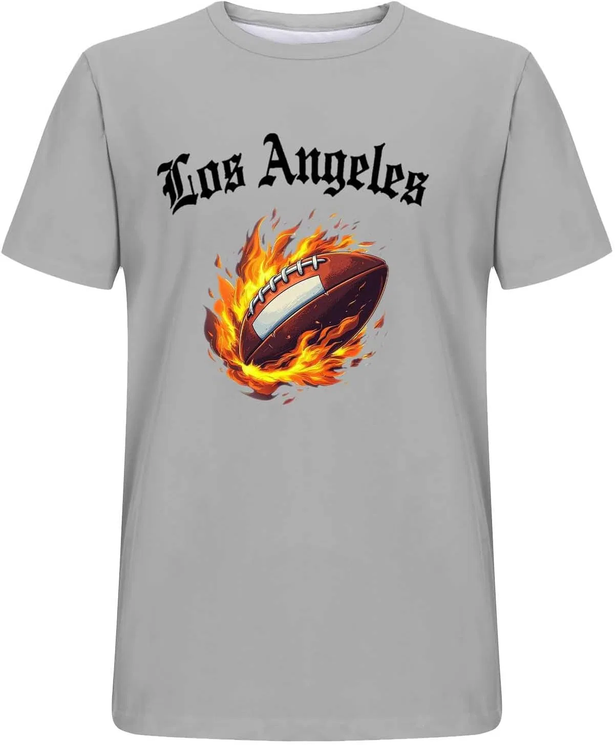 Мужская футболка с принтом Flaming Football, Gray — фото 4