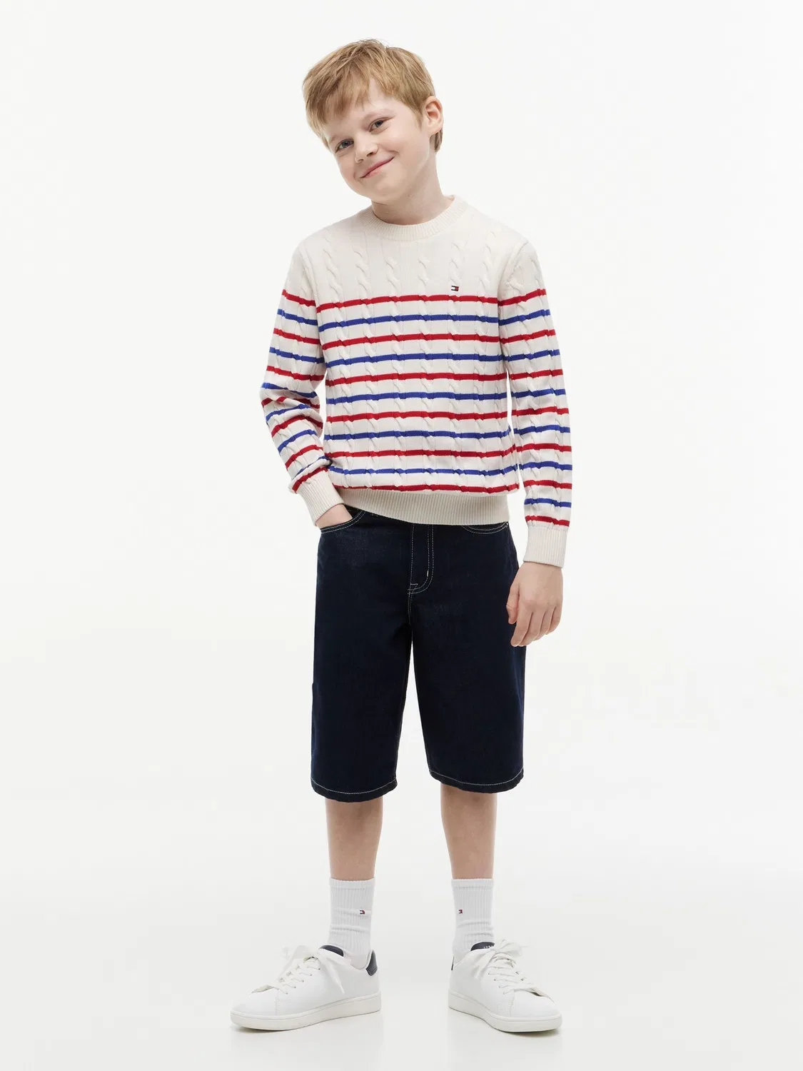 Джемпер с кабельным вязанием, Essential Tommy Hilfiger, белый — фото 3