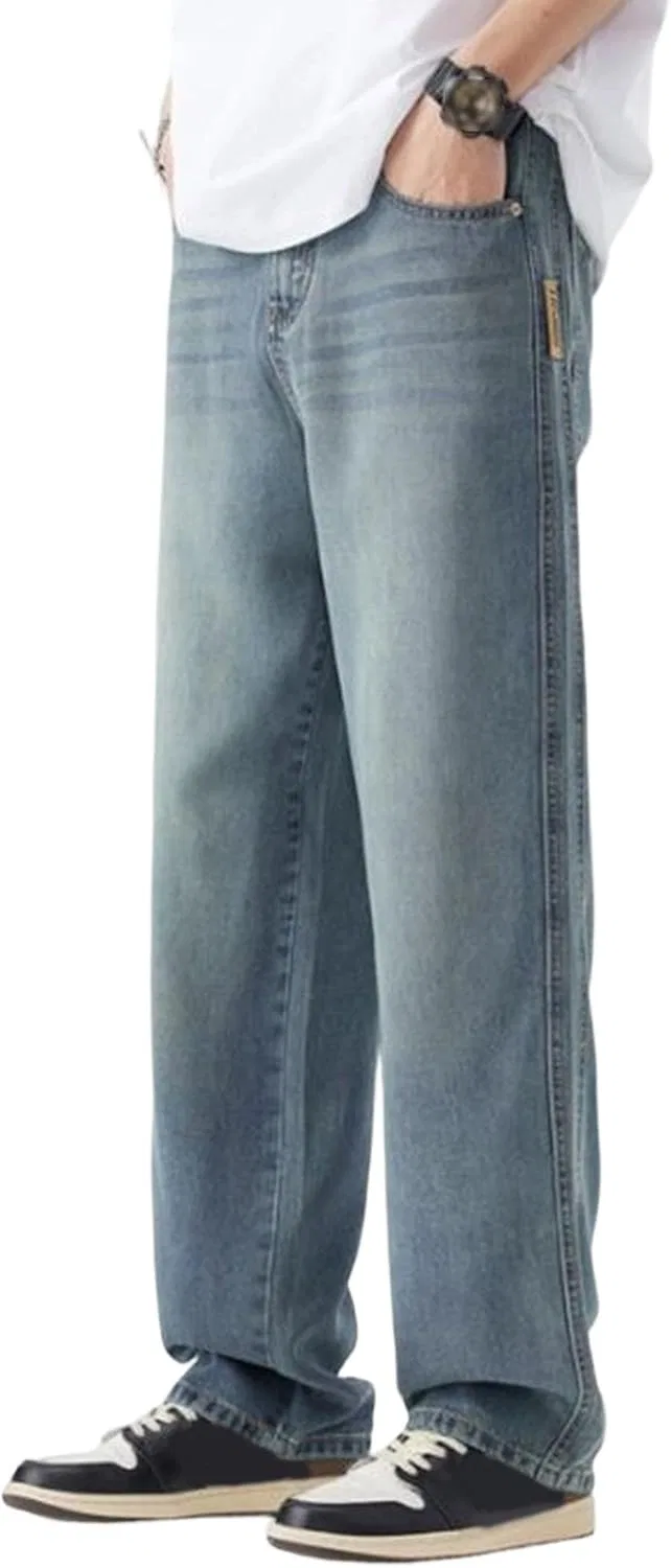 Джинсы прямые Vintage Distressed, Синий Винтаж