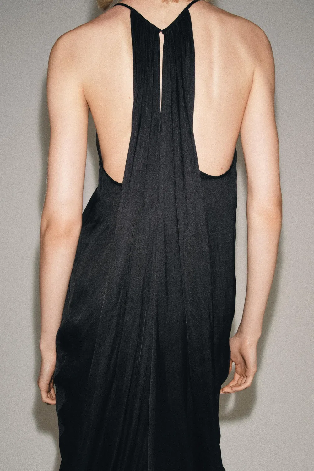 Платье из атласа с драпировкой из коллекции ZW ZARA, Black — фото 4