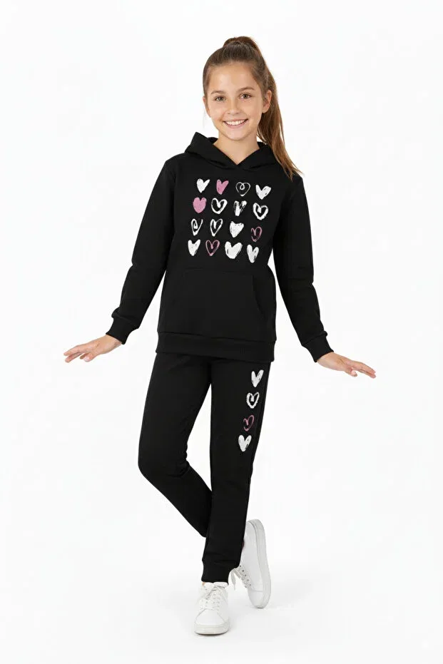 Детский спортивный костюм для девочек с принтом Fyk Kids, Black