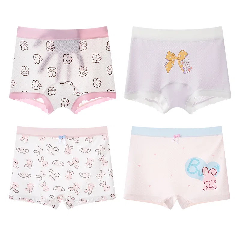 Детские трусы-боксеры 4 Pack White Purple White Pink MIIOW