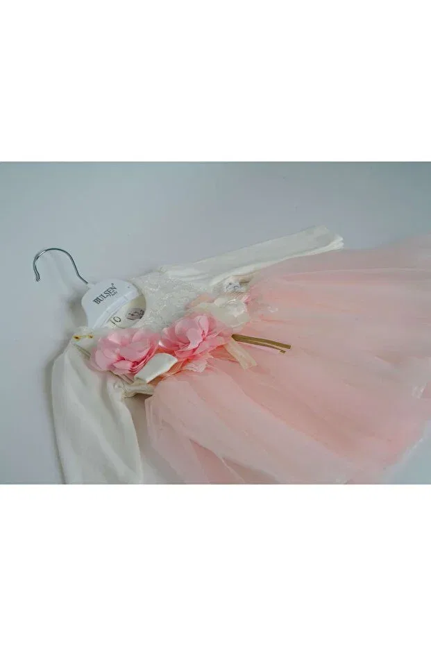 Детское платье для девочек с кружевом Tulle princess model Bulşen Baby, Pink — фото 3