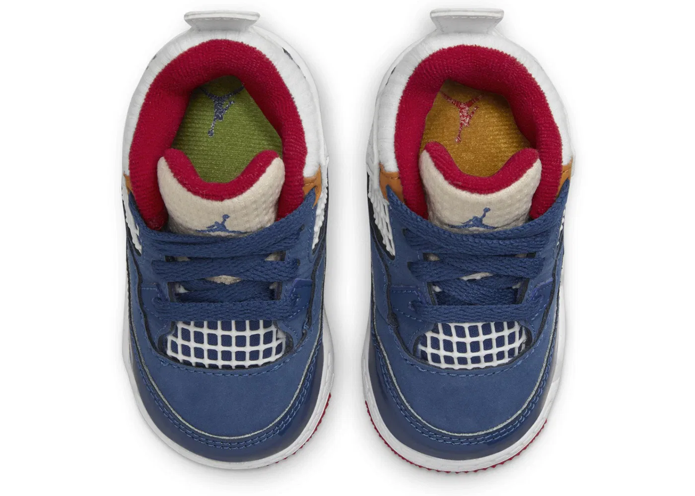 Детские кроссовки с принтом Jordan 4 Retro Jordan, French Blue/White/Gym Red/Pearl White — фото 3