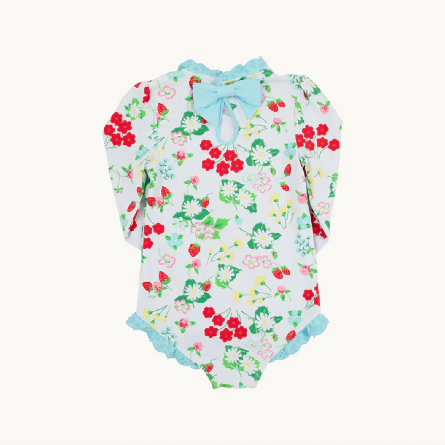 Детский купальник-серф с длинным рукавом и цветочным принтом Sarasota Surf Suit The Beaufort Bonnet Company, Berry Sweet/Belhaven Blue — фото 2