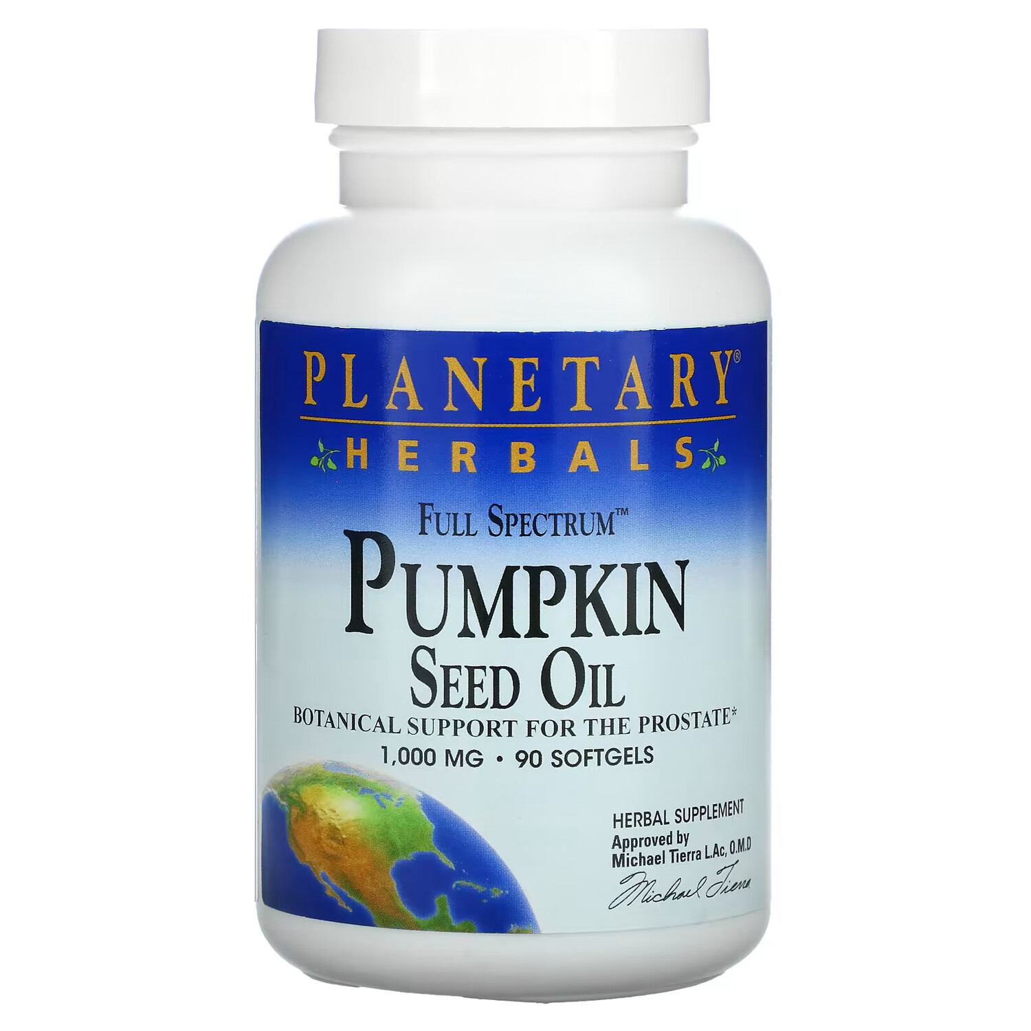 

Planetary Herbals, Тыквенное масло с полным спектром активных веществ, 1000 мг, 90 гелевых капсул
