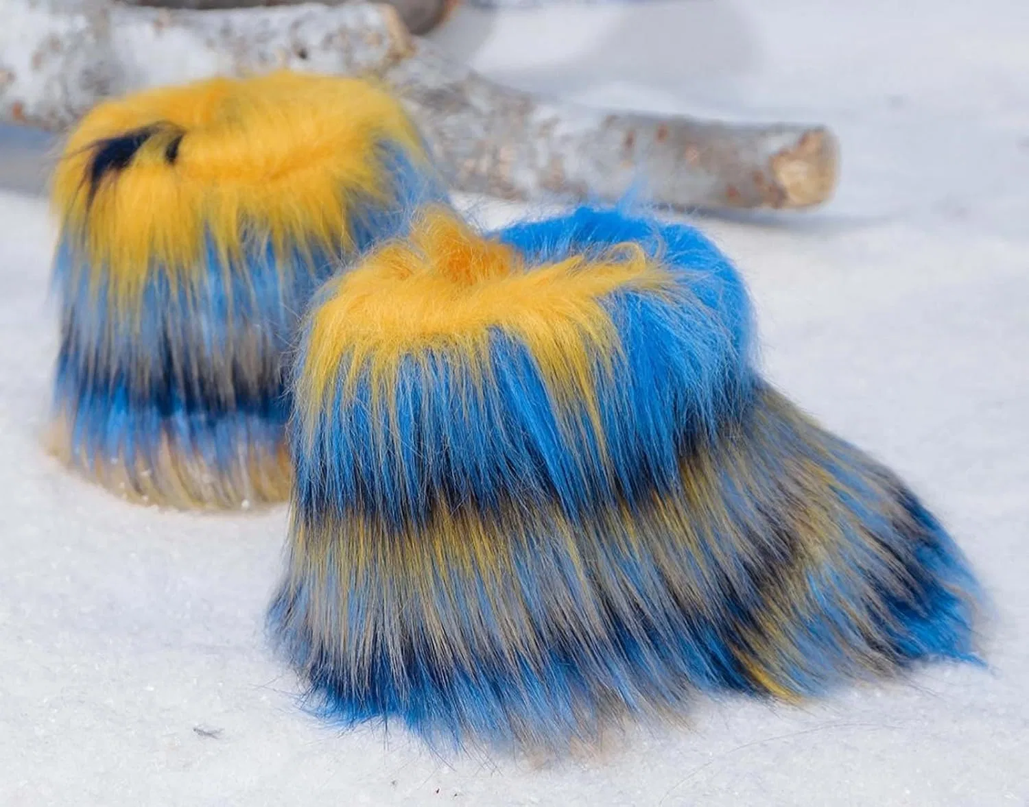 Детские зимние сапоги для девочек с меховой подкладкой FUNCOS, Yellow Blue Grey — фото 4