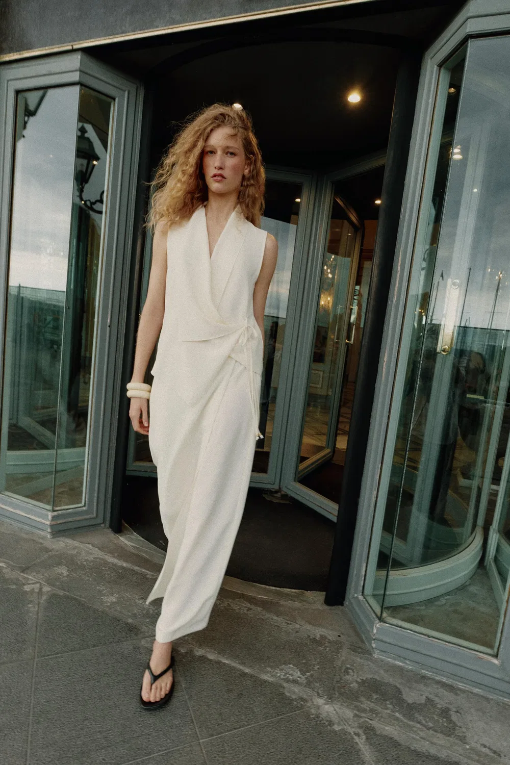 Плавный перекрестный топ ZARA, Oyster-white