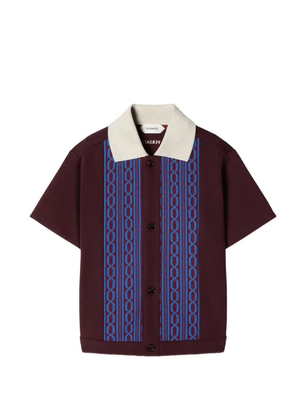 Рубашка с жаккардовым узором Milano stitch и вышитым логотипом Versace, красный