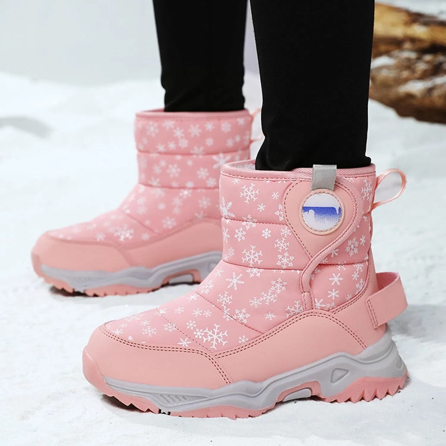 Детские зимние ботинки для мальчиков и девочек с принтом, Snow Boots, Orange — фото 2