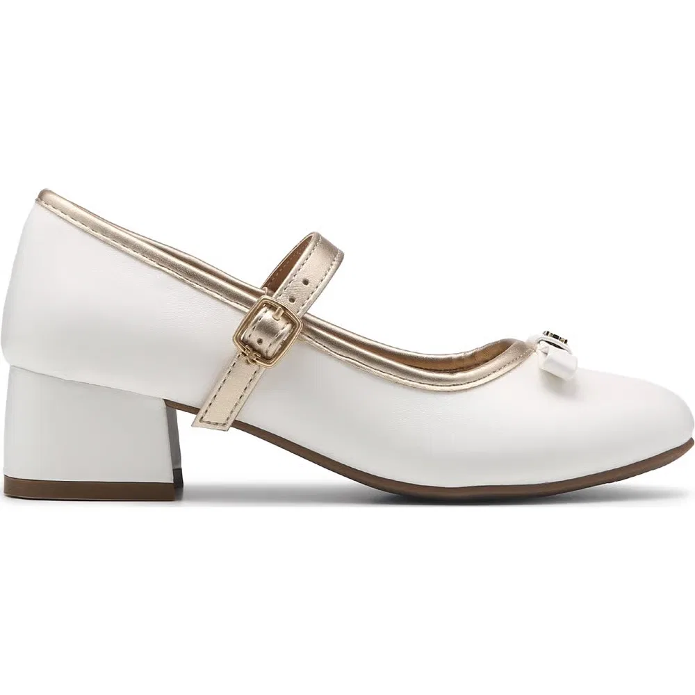 Детские туфли-лодочки Bianca с бантом Sam Edelman, White/Gold — фото 2