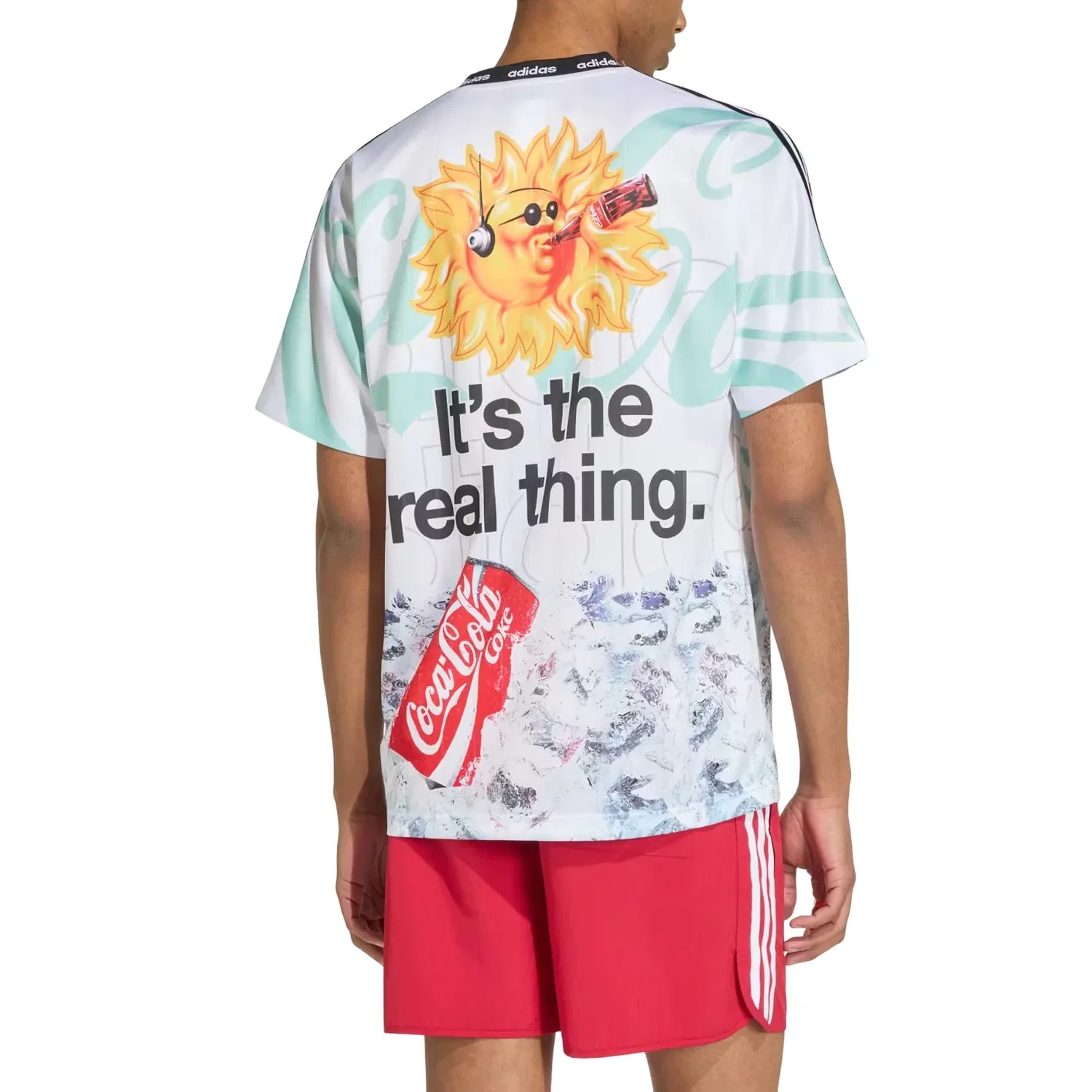 Мужская футболка с принтом Adidas x Coca-Cola Classic Sport Mash-Up Jersey White Multicolor, белый — фото 4