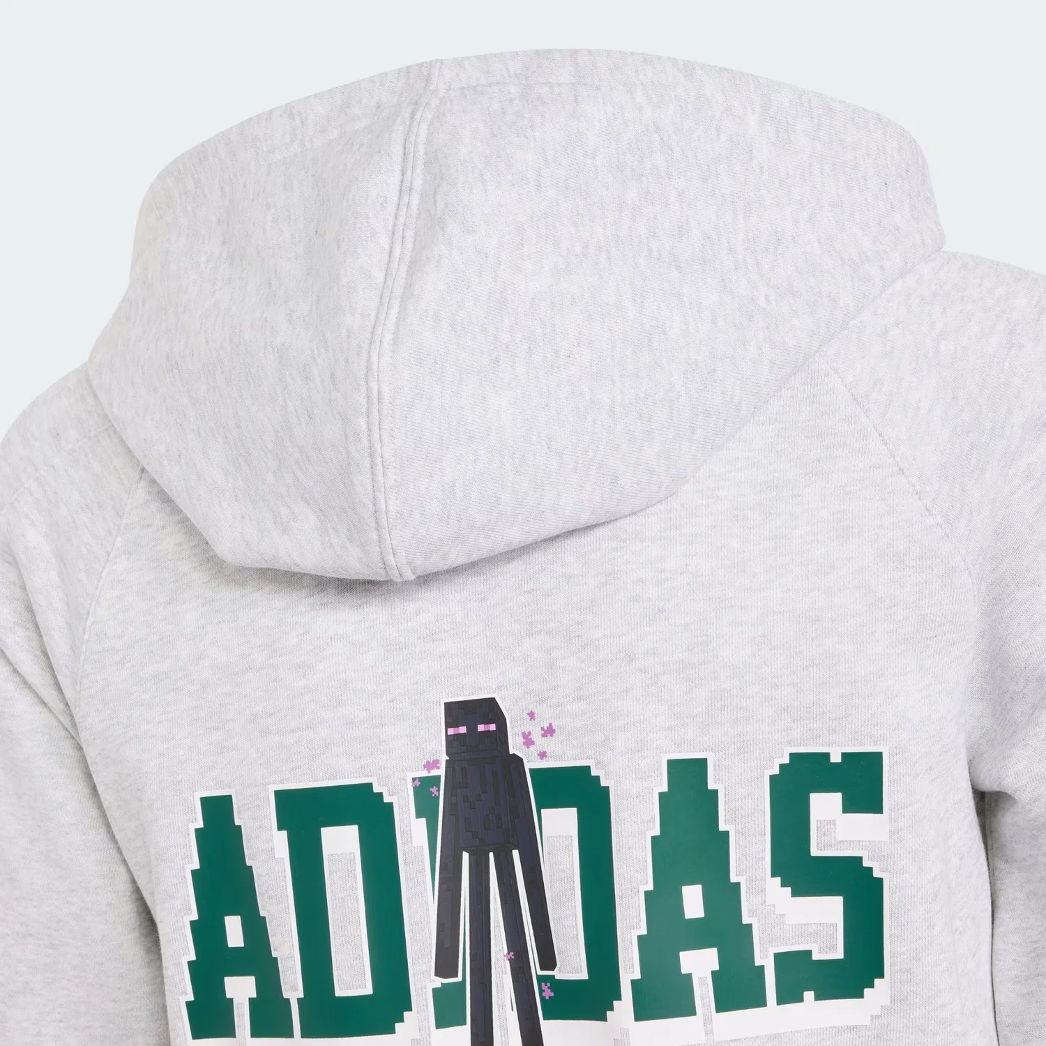 Детское худи с капюшоном и принтом Minecraft Adidas Sportswear, светло-серый меланж/белый — фото 3