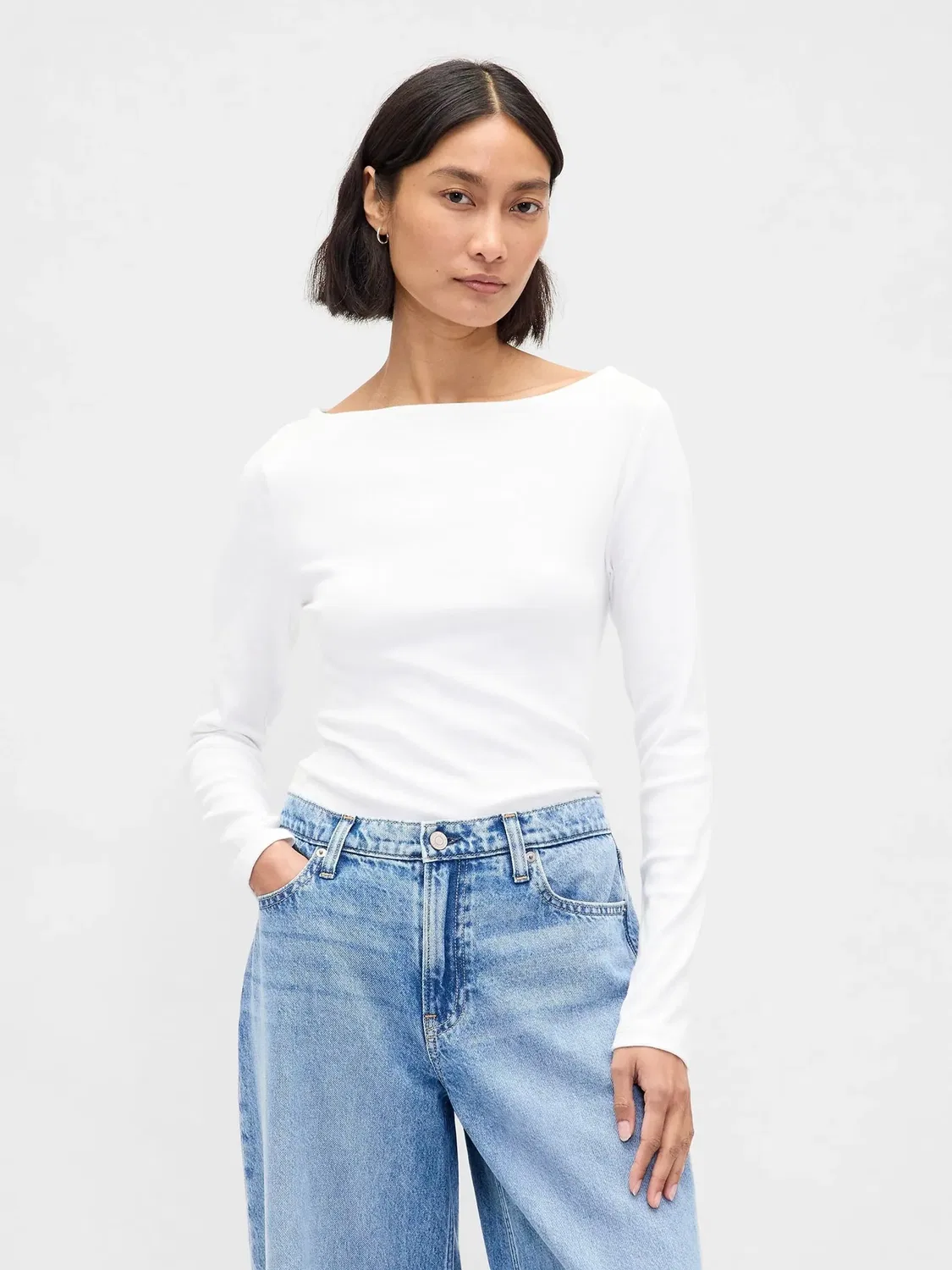 Белая футболка с длинным рукавом Gap Modern с коротким рукавом