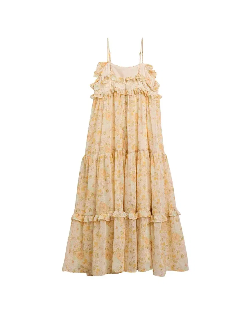 Детское платье для девочек с цветочным принтом Anna Floral Chiffon Bardot, желтый — фото 2