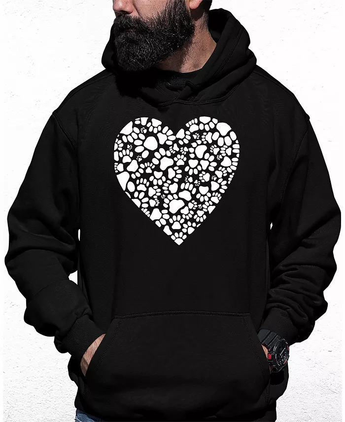 

Мужская толстовка с капюшоном Paw Prints Heart Word Art LA Pop Art, черный
