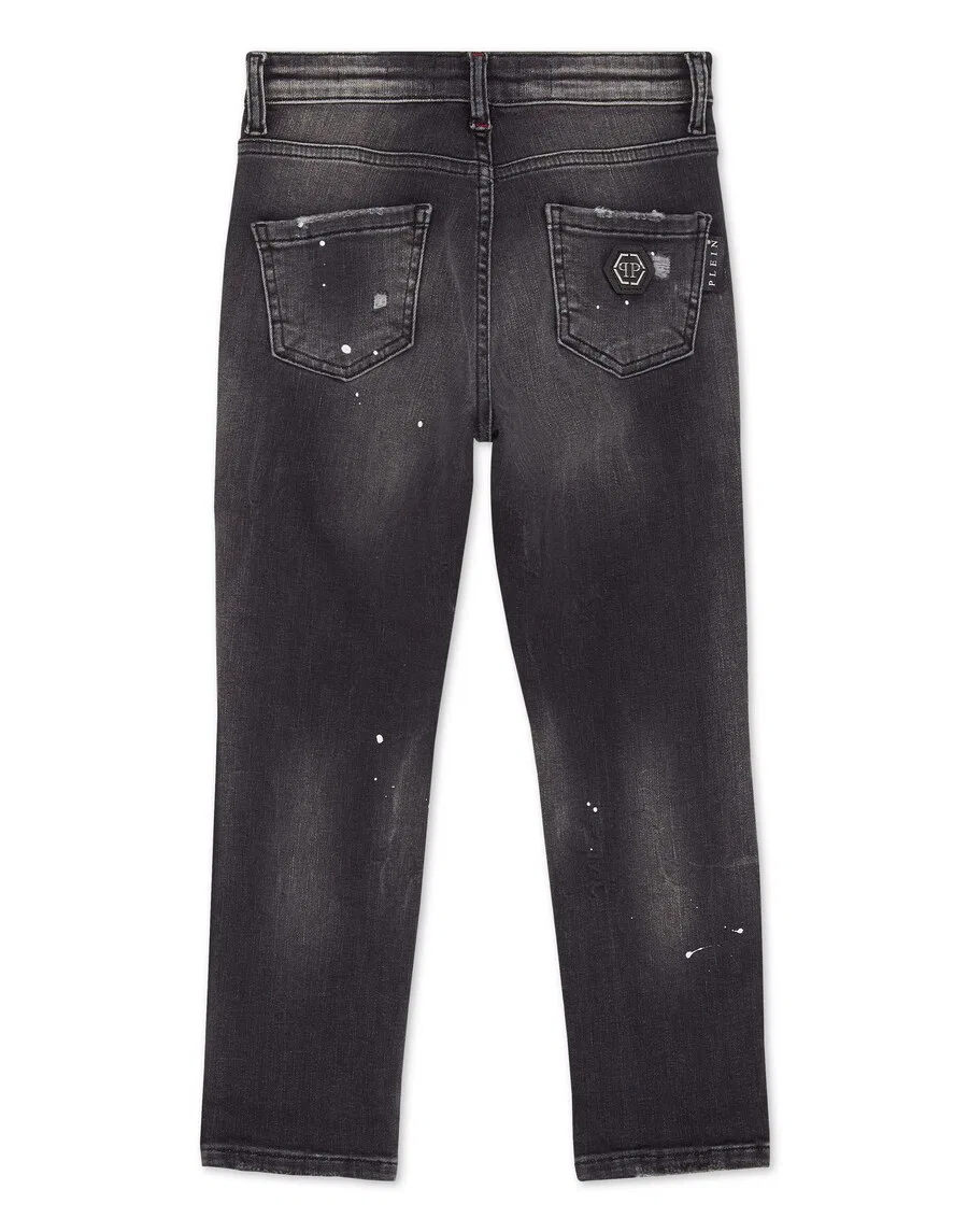 Джинсы Philipp Plein Regular Jeans 'Bulldogs' темно-серого цвета — фото 2