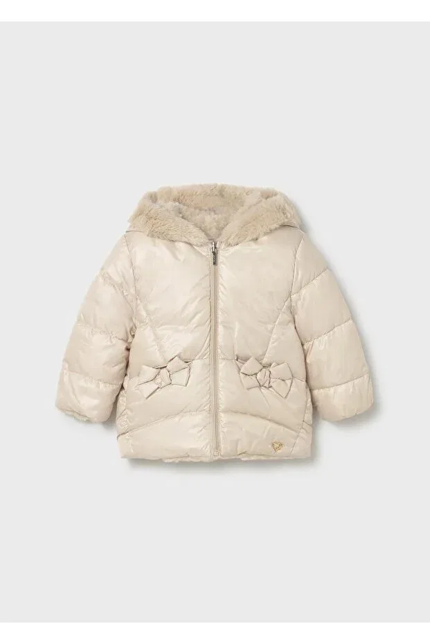 Детское пальто для девочек двустороннее с колокольчиковым рукавом Mayoral, Beige