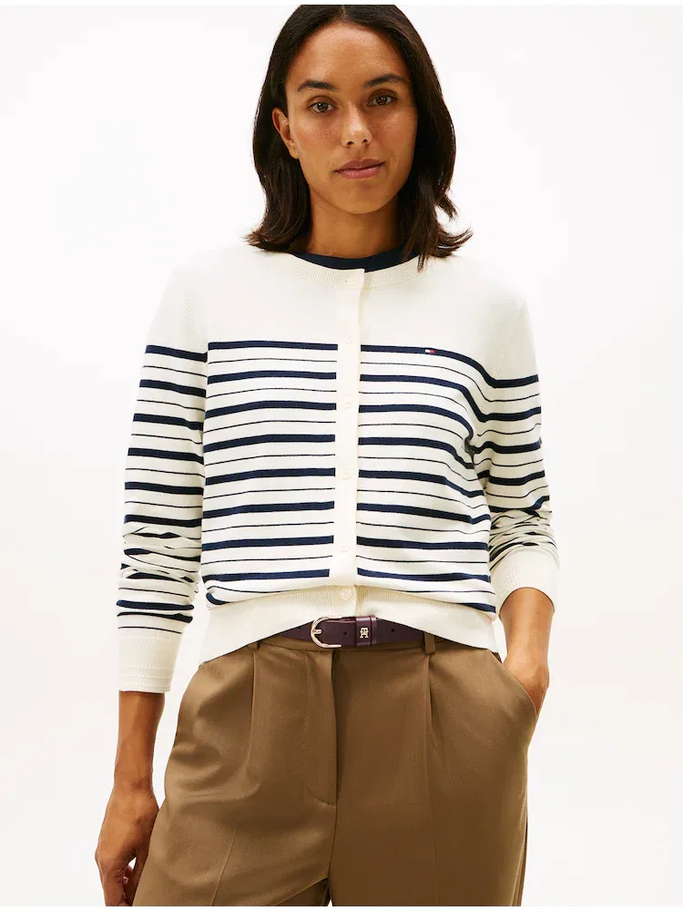 Кардиган хлопковый Crew Neck TOMMY HILFIGER, Black