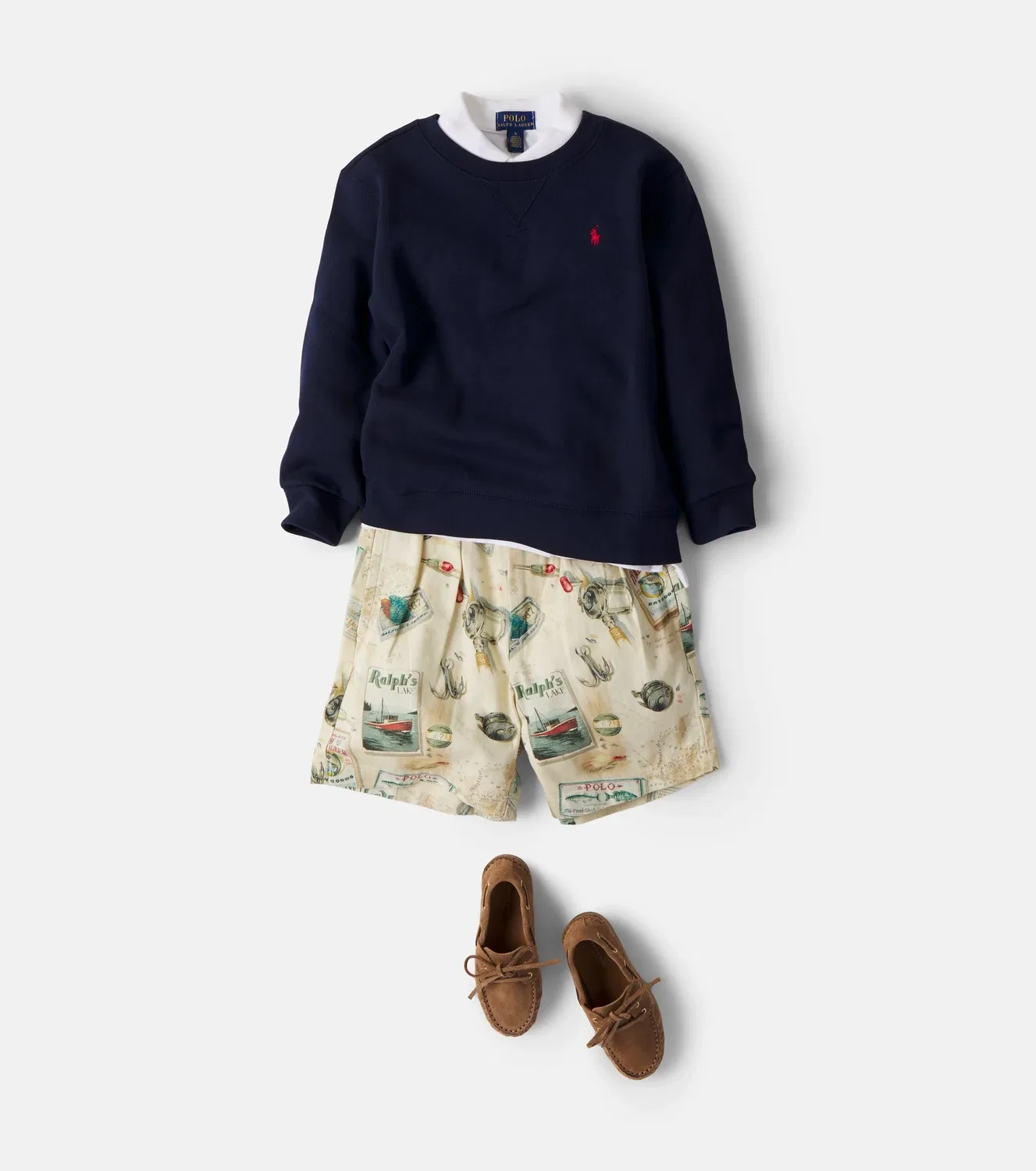 Шорты джинсовые с принтом Polo Ralph Lauren Kids, бежевый — фото 2