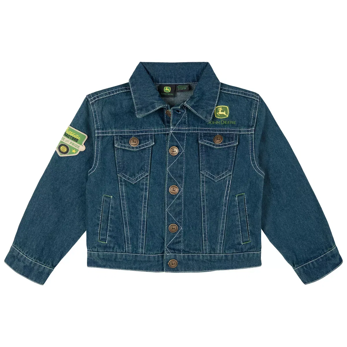 Детская джинсовая куртка с принтом John Deere, Dark Wash Blue