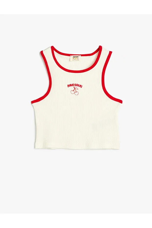 Детский топ для девочек с принтом Crop Tank Top Cherry Printed Koton, White