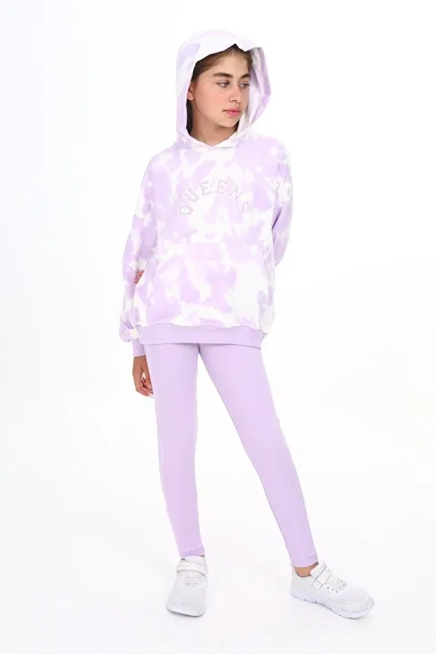 Детский комплект для девочек с принтом тай-дай Tie-Dye Patterned Tights Set Toontoy, Lilac