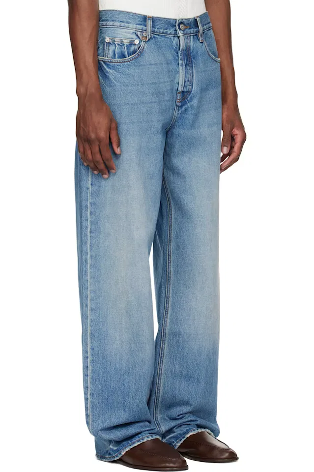 Синие джинсы the straight de-nîmes denim Jacquemus — фото 2