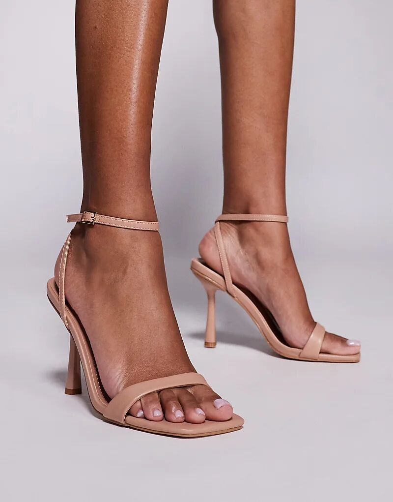 Босоножки Simmi London Dola на среднем каблуке с ремешками бежевого цвета SIMMI Shoes — фото 4