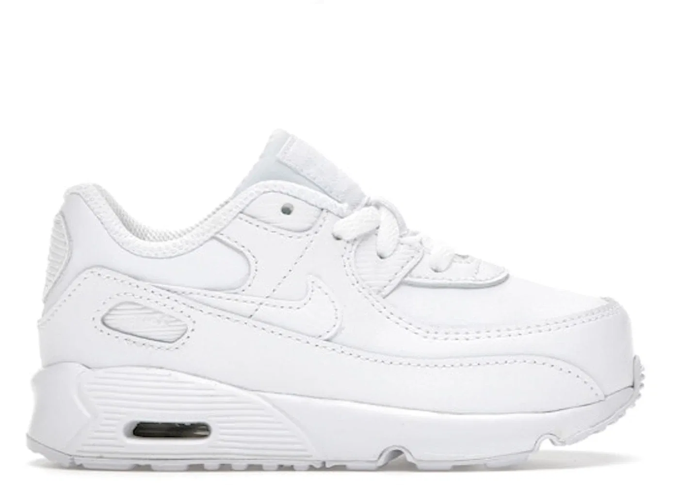Детские кроссовки с амортизацией Nike Air Max 90 Leather Triple White (TD) Nike, White/Metallic Silver-White-White