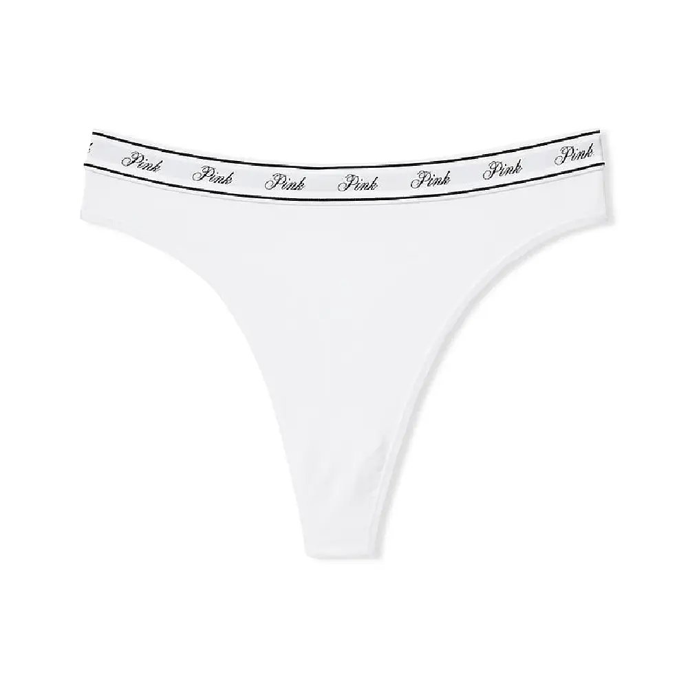 

Трусы Victoria's Secret Pink Logo Cotton High-waist Thong, белый