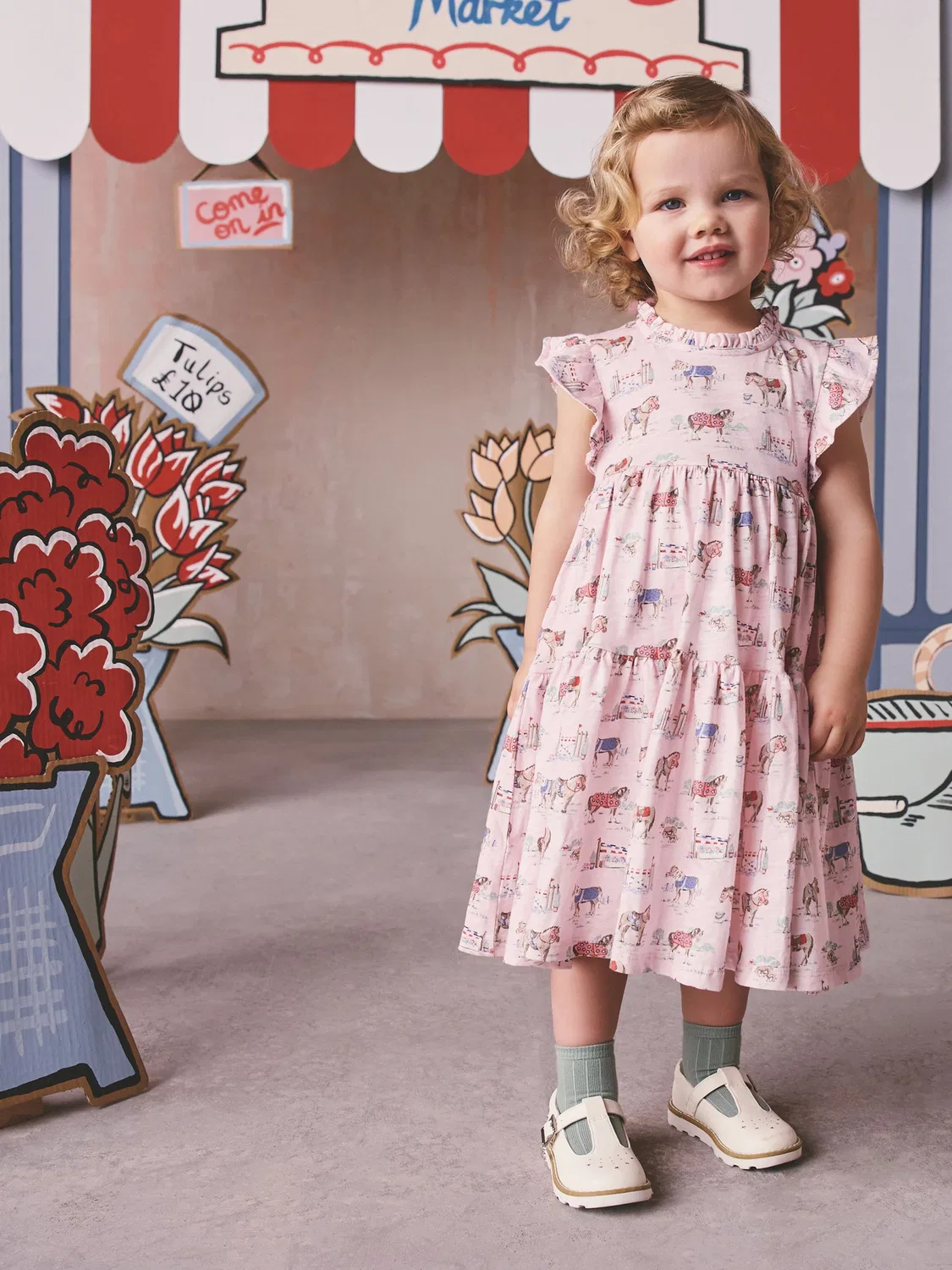 Платье ярусное из джерси, Cath Kidston Next, розовый — фото 2