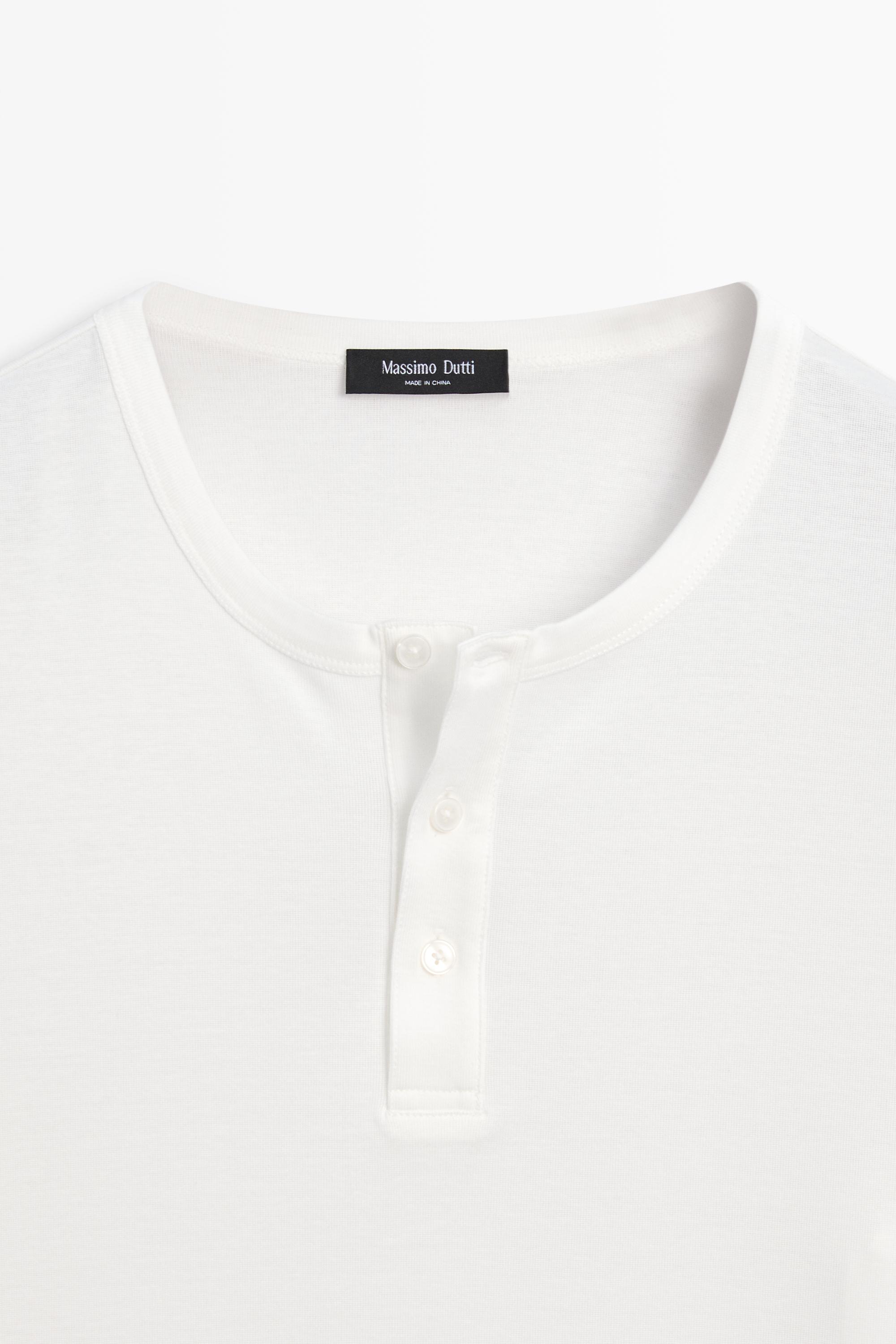 Футболка Massimo Dutti 100% Cotton Henley, белый — фото 4