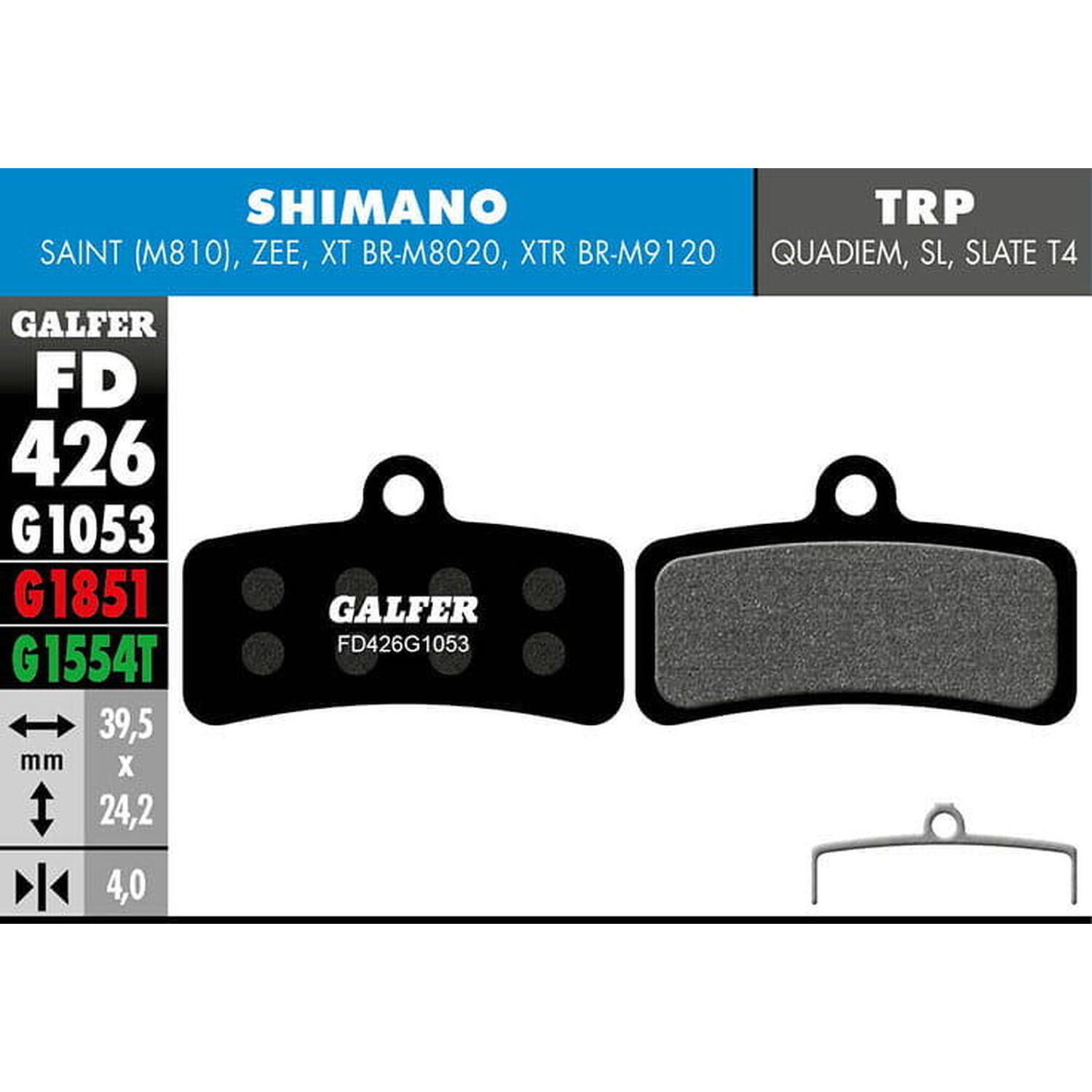 

Стандартные тормозные колодки - Shimano Saint, Zee, XT GALFER BIKE, черный
