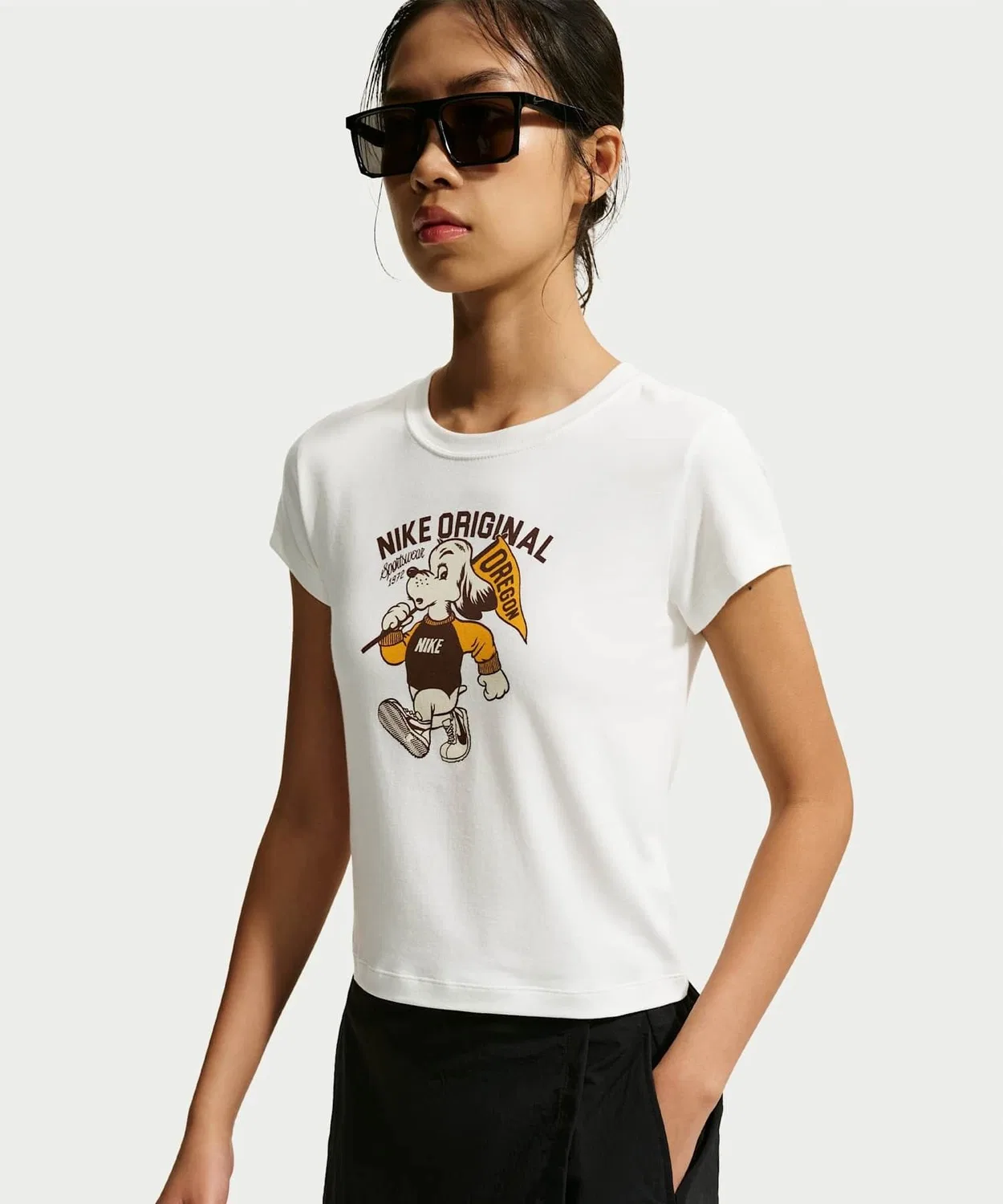 Женская футболка с принтом Slim Mod-Cropped NIKE, Cream — фото 4