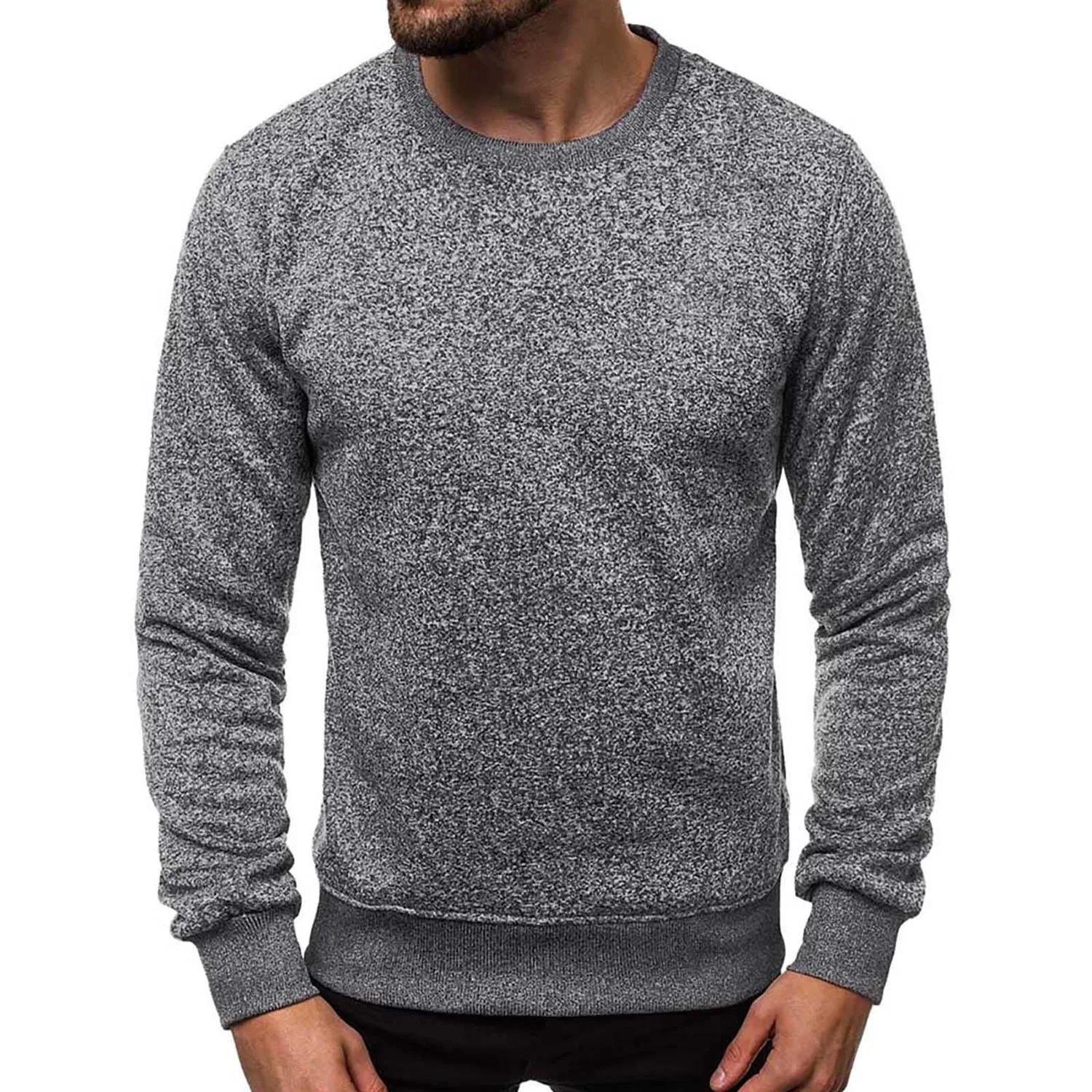 Мужской свитшот с флисом Solid Color Fleece Sweatshirt, Dark Grey — фото 2