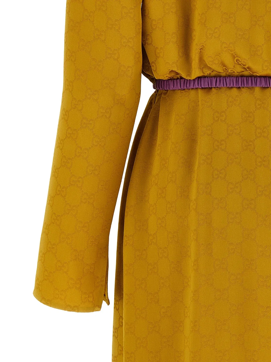 Платье женское Gucci Жаккардовое с логотипом GG, с поясом, желтый — фото 4