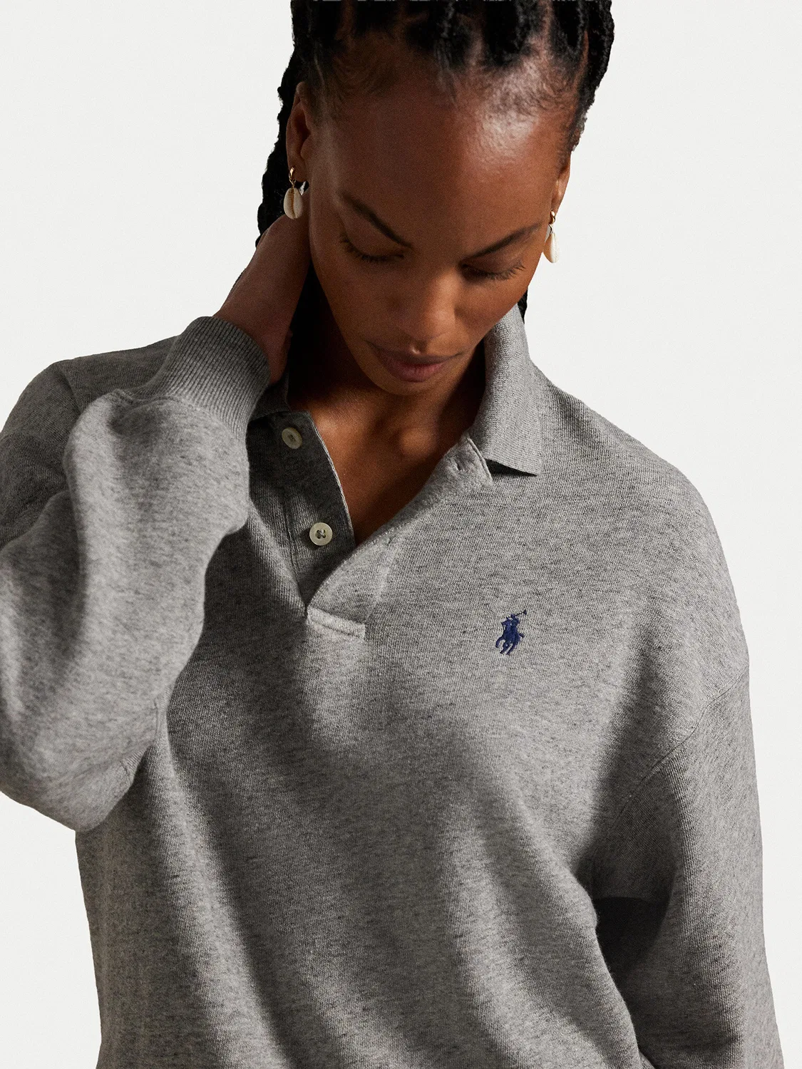 Женский свитшот свободного кроя Polo Ralph Lauren, серый — фото 4