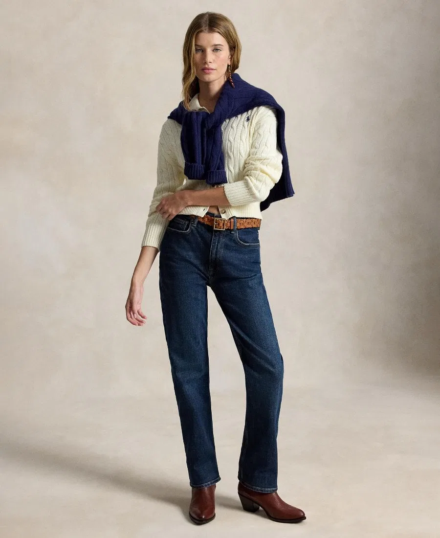 Кардиган женский с воротником-поло, длинным рукавом Polo Ralph Lauren, Clubhouse Cream — фото 2