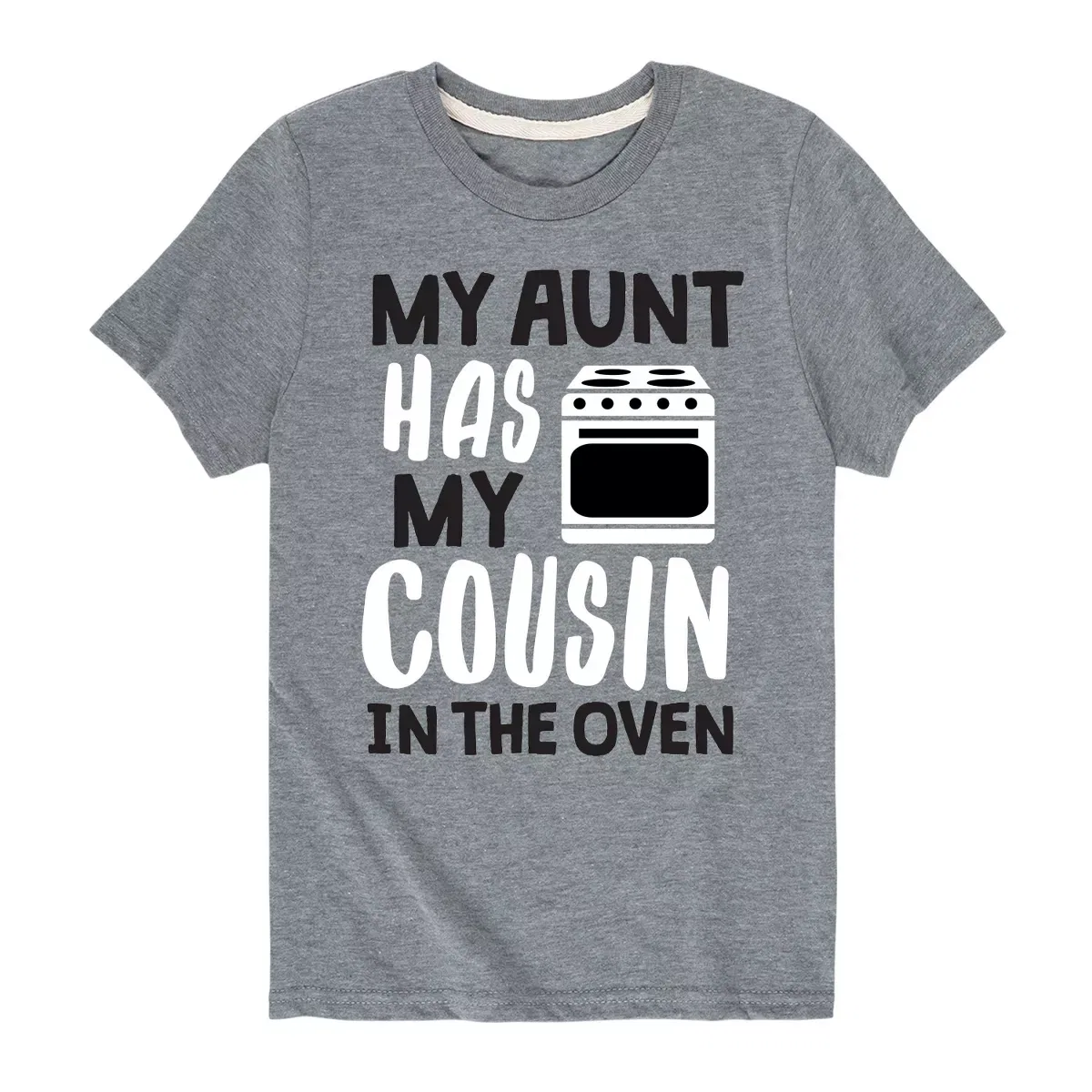 Детская футболка с принтом Cousin In The Oven Instant Message, Heather Grey