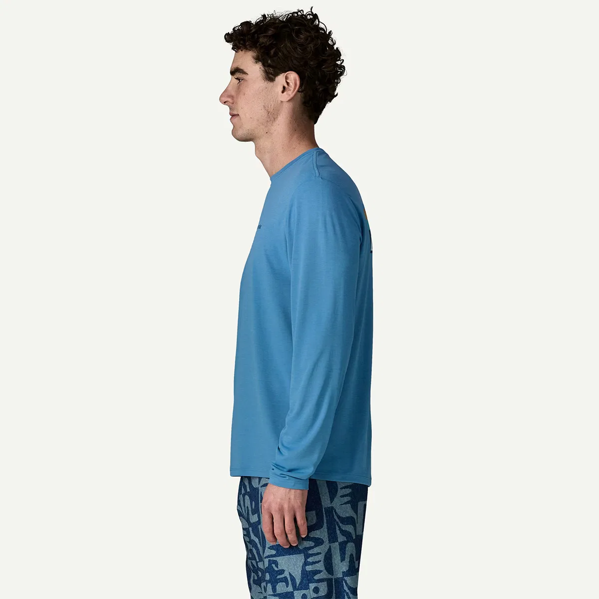 Мужская футболка с длинным рукавом с принтом Boardshort Logo Patagonia, Shore Blue/Light Shore Blue X-Dye — фото 4