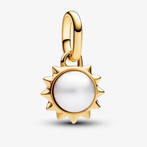 

Шарм-подвеска Pandora ME Treated Freshwater Cultured Pearl Sun Mini, золото/белый
