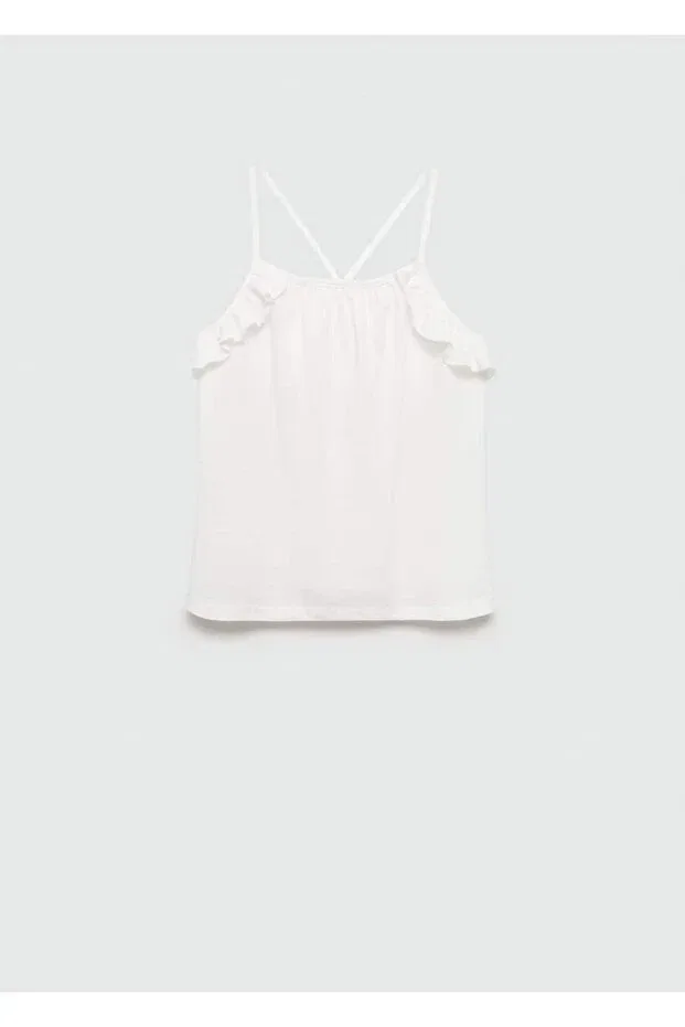 Детская футболка для девочек с воланами Mango Kids, Off White