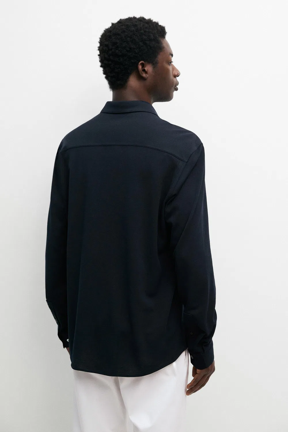 Рубашка меланжевого цвета стандартного кроя Massimo Dutti, темно-синий — фото 3